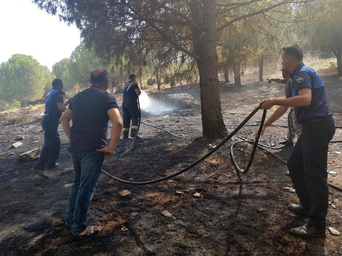 Ormanlık alanda çıkan yangın kısa sürede söndürüldü