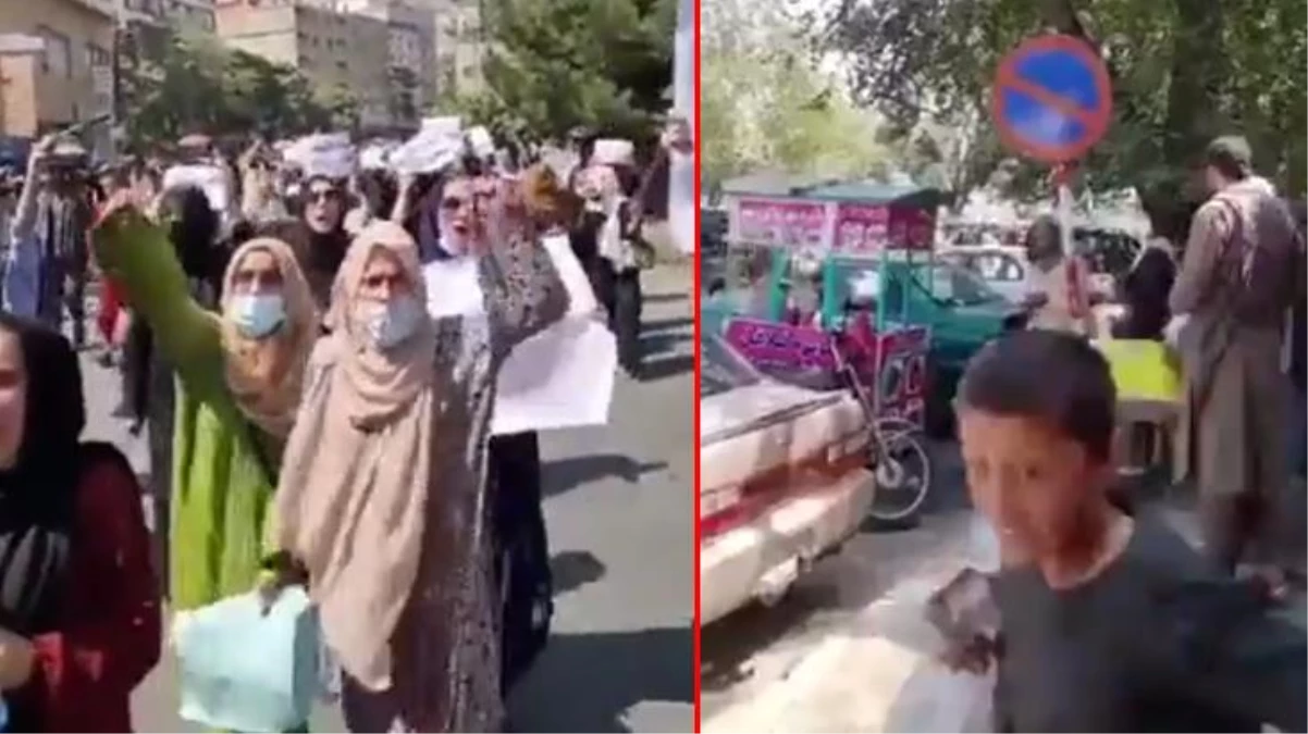 Afgan kadınları "Özgürlük" sloganı ile Kabil sokaklarına indi, Taliban göstericilere ateş açtı