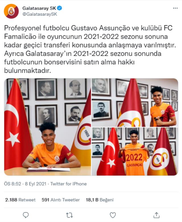 Son Dakika: Galatasaray, Gustavo Assunção'yu resmen kadrosuna kattı
