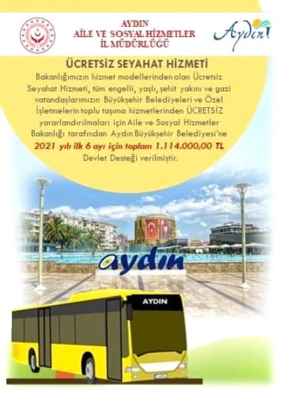 Ücretsiz seyahat kapsamında Aydın'a '1 milyon lira' destek verildi