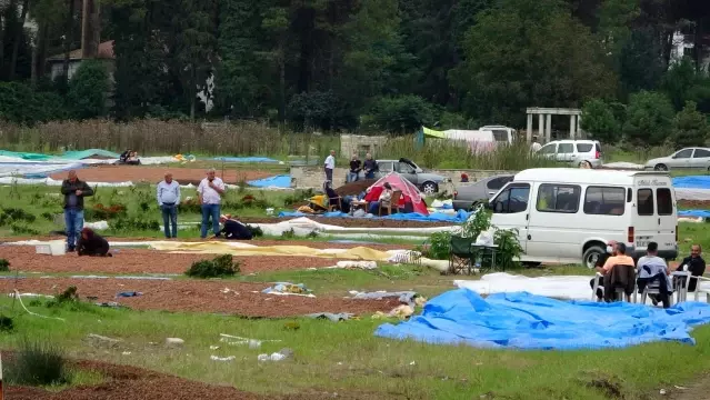 Üreticilerin fındık kurutma mesaisi