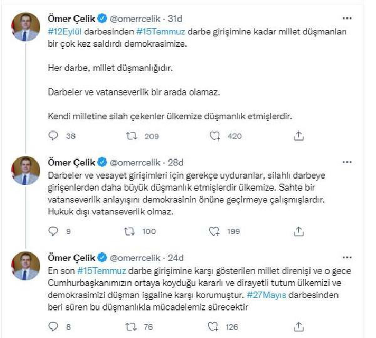 AK Parti Sözcüsü Çelik\'ten 12 Eylül darbesinin 41. yılı açıklaması Açıklaması
