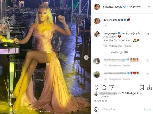 Modacı Gülşah Saraçoğlu, kasığına kadar olan yırtmaçlı elbisesiyle göz kamaştırdı