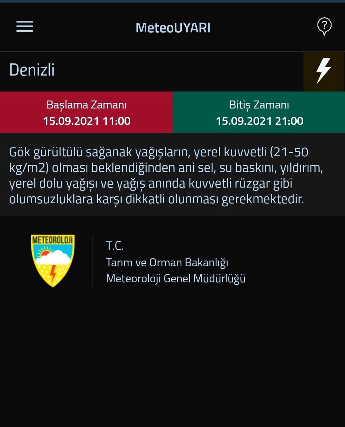 Denizli için \'Sarı\' uyarı