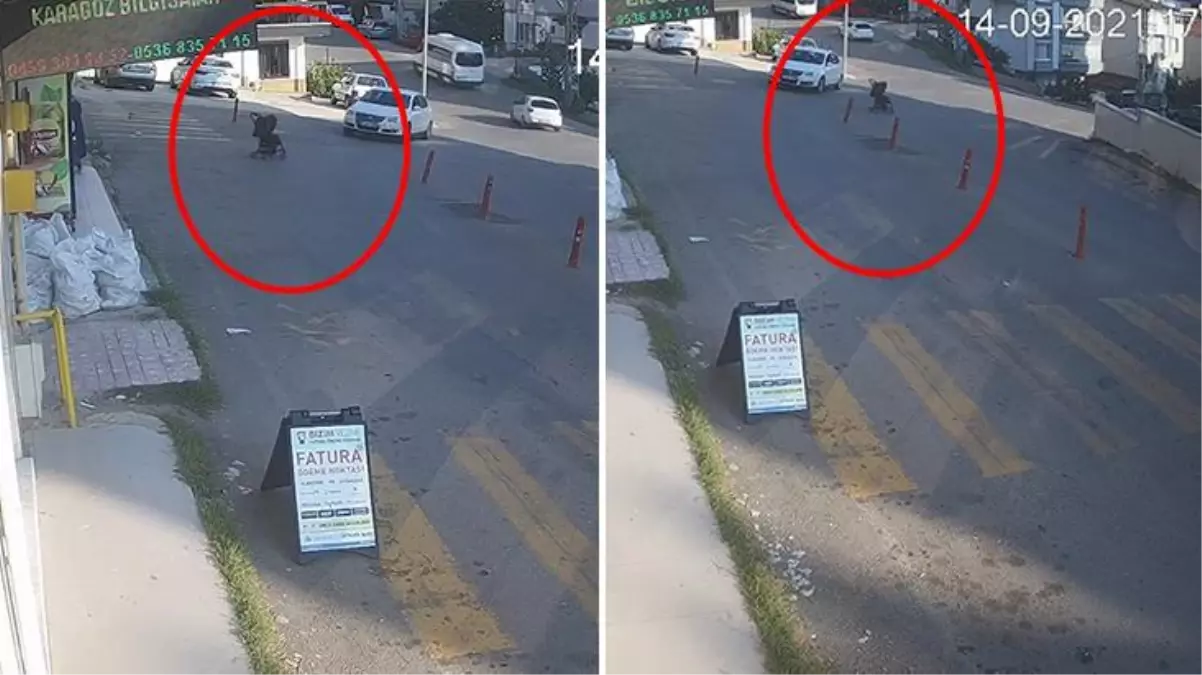 Yürekleri ağza getiren video! İçinde bebek olan araba, son hızla metrelerce yokuş aşağı gitti