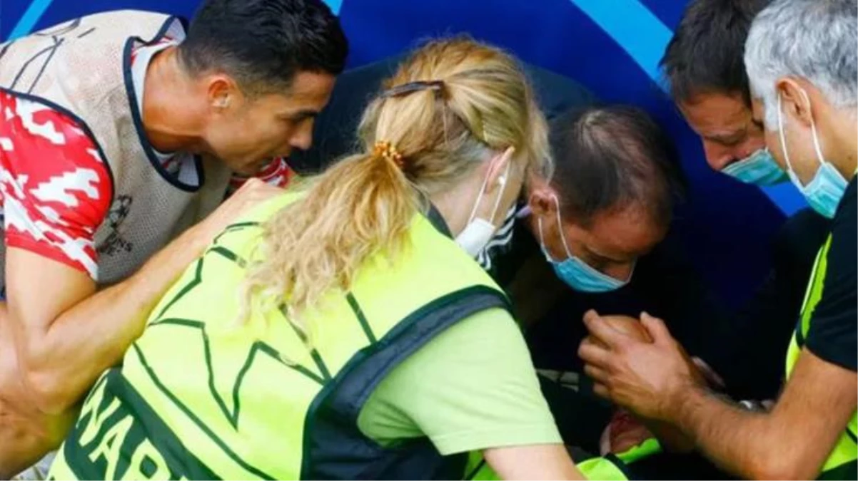 Yürekler ağza geldi! Ronaldo ısınma sırasında kadın güvenlik görevlisini bayılttı