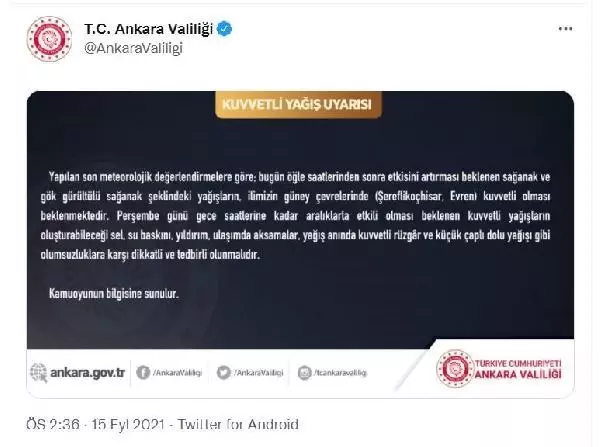 Meteoroloji'den alınan son bilgi paylaşıldı! Ankara'da şiddetli yağışlar yarın geceye kadar sürecek