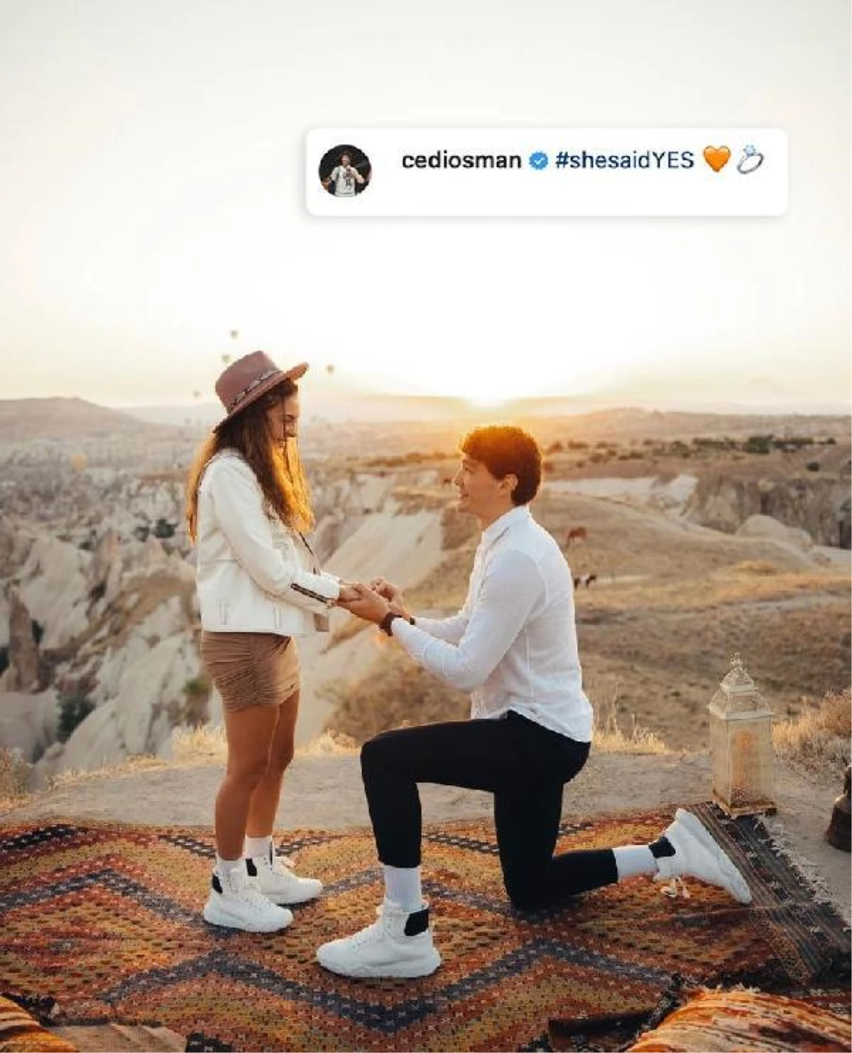 Cedi Osman\'dan Ebru Şahin\'e Kapadokya\'da evlilik teklifi