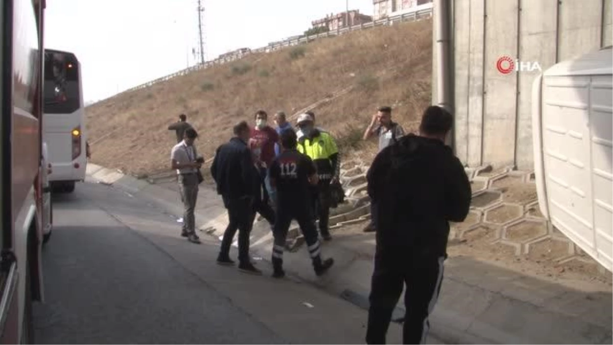 Kuzey Marmara Otoyolu\'nda işçi servisi yan yattı, 6 işçi yaralandı