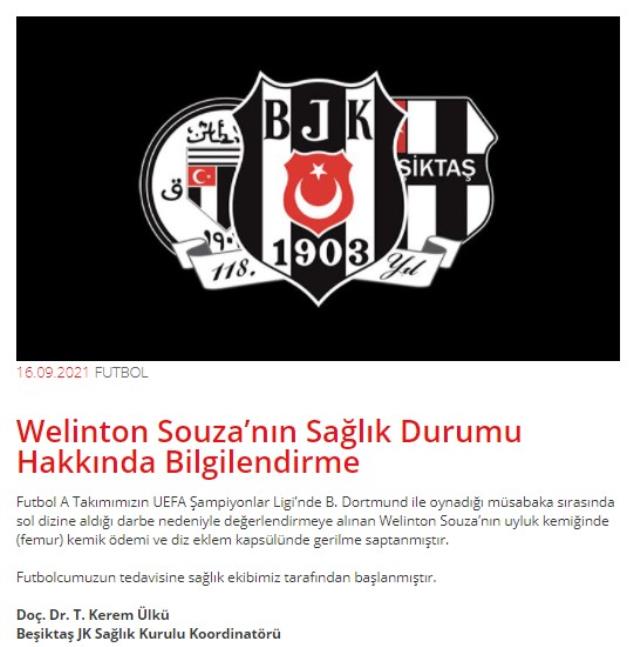 Beşiktaş'a nazar değdi! Sakatlar kervanına şimdi de Welinton eklendi