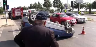 Kartal'da takla atan araçtan burnu bile kanamadan kurtuldu