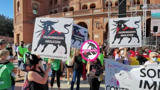 İspanya'da boğa güreşlerinin yasaklanması talebiyle gösteri düzenlendi