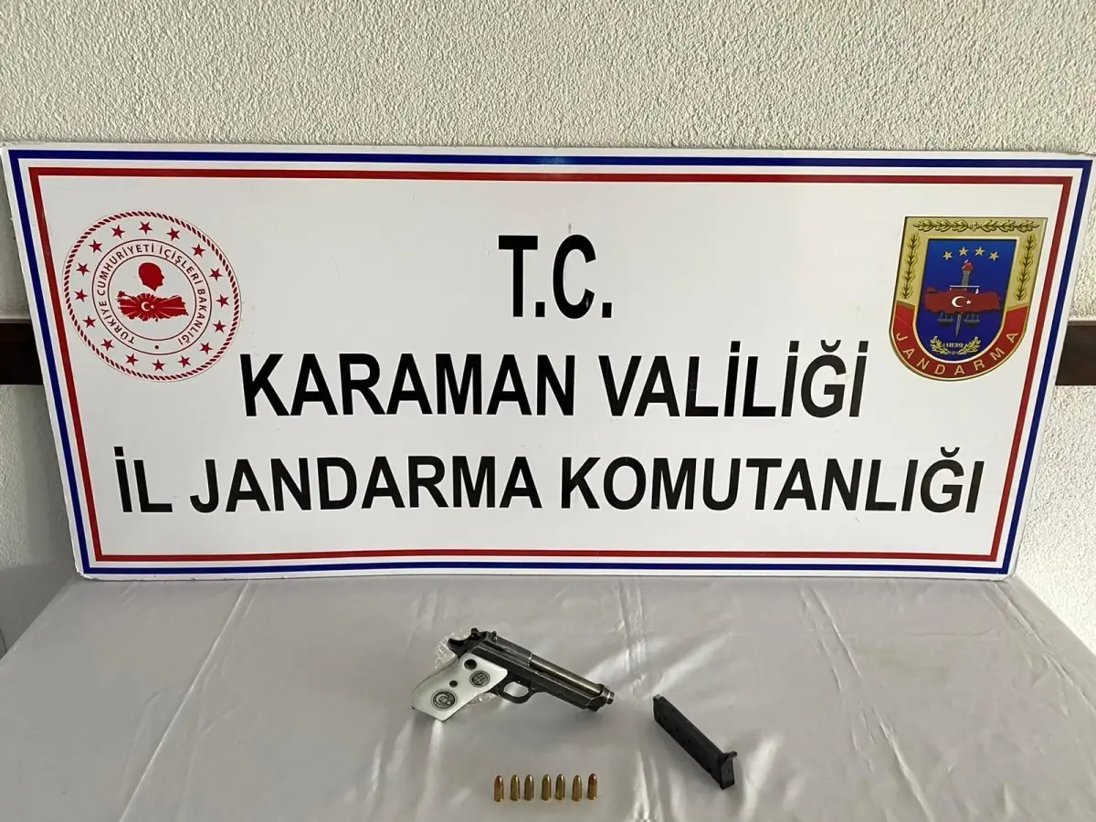 Karaman\'da ruhsatsız tabanca ele geçirildi