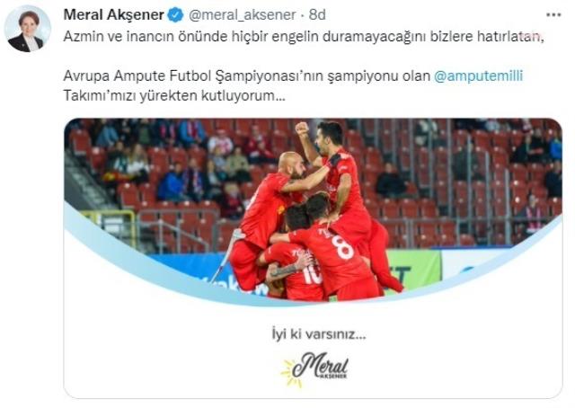 Avrupa şampiyonu Ampute Futbol Milli Takımı'na siyasilerden tebrik mesajı yağıyor