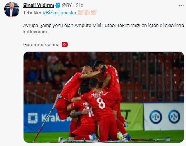 Avrupa şampiyonu Ampute Futbol Milli Takımı'na siyasilerden tebrik mesajı yağıyor