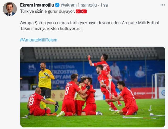 Avrupa şampiyonu Ampute Futbol Milli Takımı'na siyasilerden tebrik mesajı yağıyor