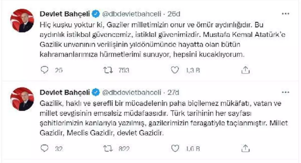 Bahçeli: Gaziliğin oranı, yüzdesi olmamalı