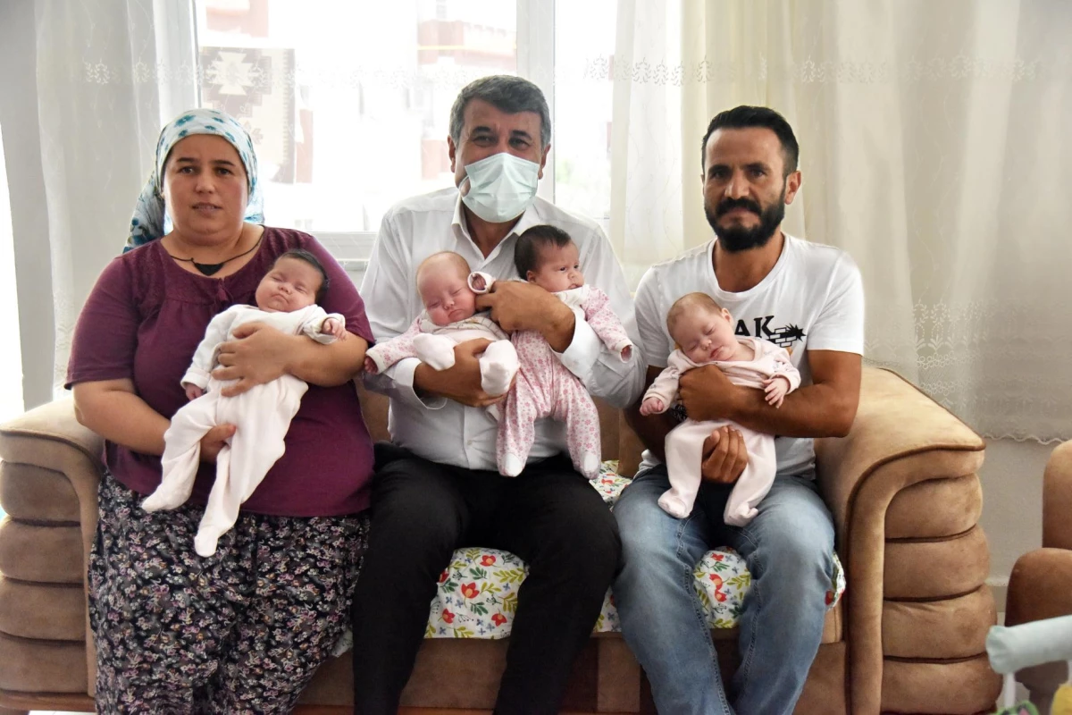 Anamur Belediye Başkanı Kılınç, hamileyken Kovid-19\'u yenip, dördüz bebek doğuran anneyi ziyaret etti