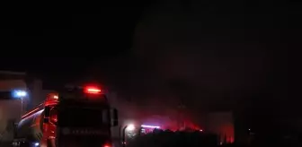 Geri dönüşüm fabrikasını saran alevler geceyi aydınlattı