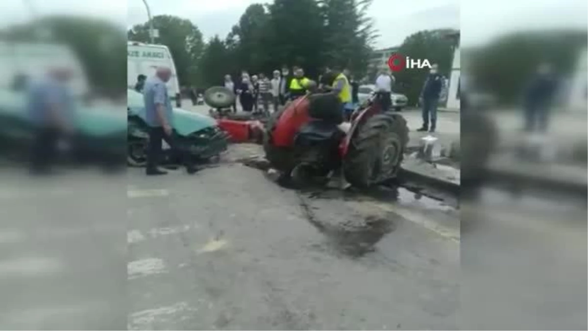 Zincirleme kazada traktör ikiye bölündü: 3 yaralı