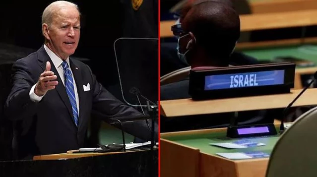 Joe Biden'ın BM Genel Kurulu'ndaki konuşması esnasında İsrail heyetine ayrılan koltukların boş olması dikkat çekti