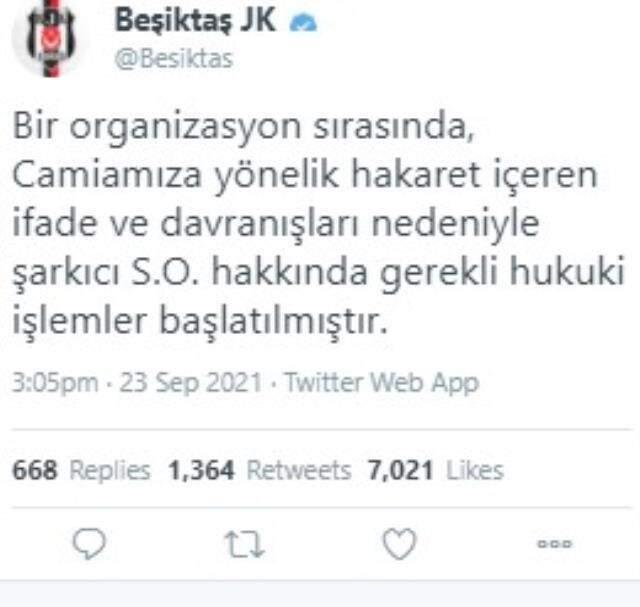 Beşiktaş Kulübü, Serdar Ortaç hakkında hukuki işlem başlattı, açıklamasındaki detay ise dikkat çekti: Şarkıcı S.O.