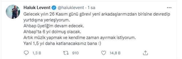 Haluk Levent, yurt dışına yerleşeceğine dair yaptığı paylaşımına açıklık getirdi