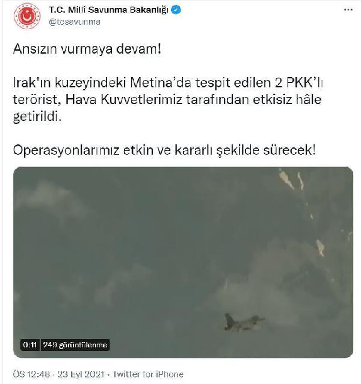 Son dakika haberleri... MSB: Irak\'ın kuzeyinde 2 PKK\'lı terörist etkisiz hale getirildi