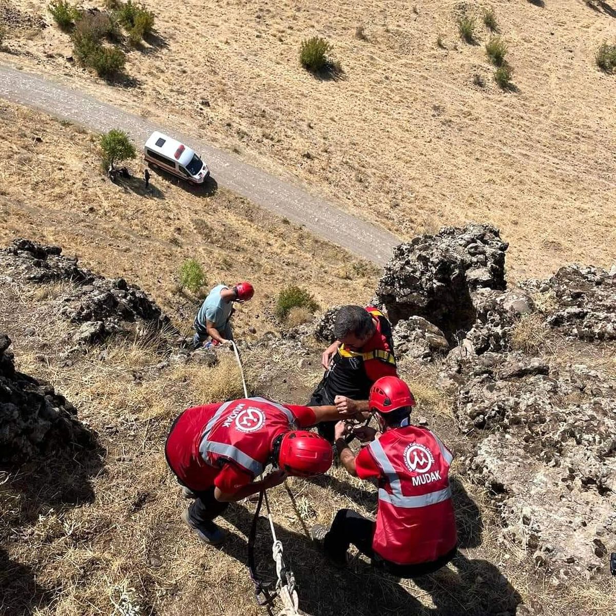 Tunceli\'de kayalıklarda 3 gündür mahsur kalan hayvanlar kurtarıldı