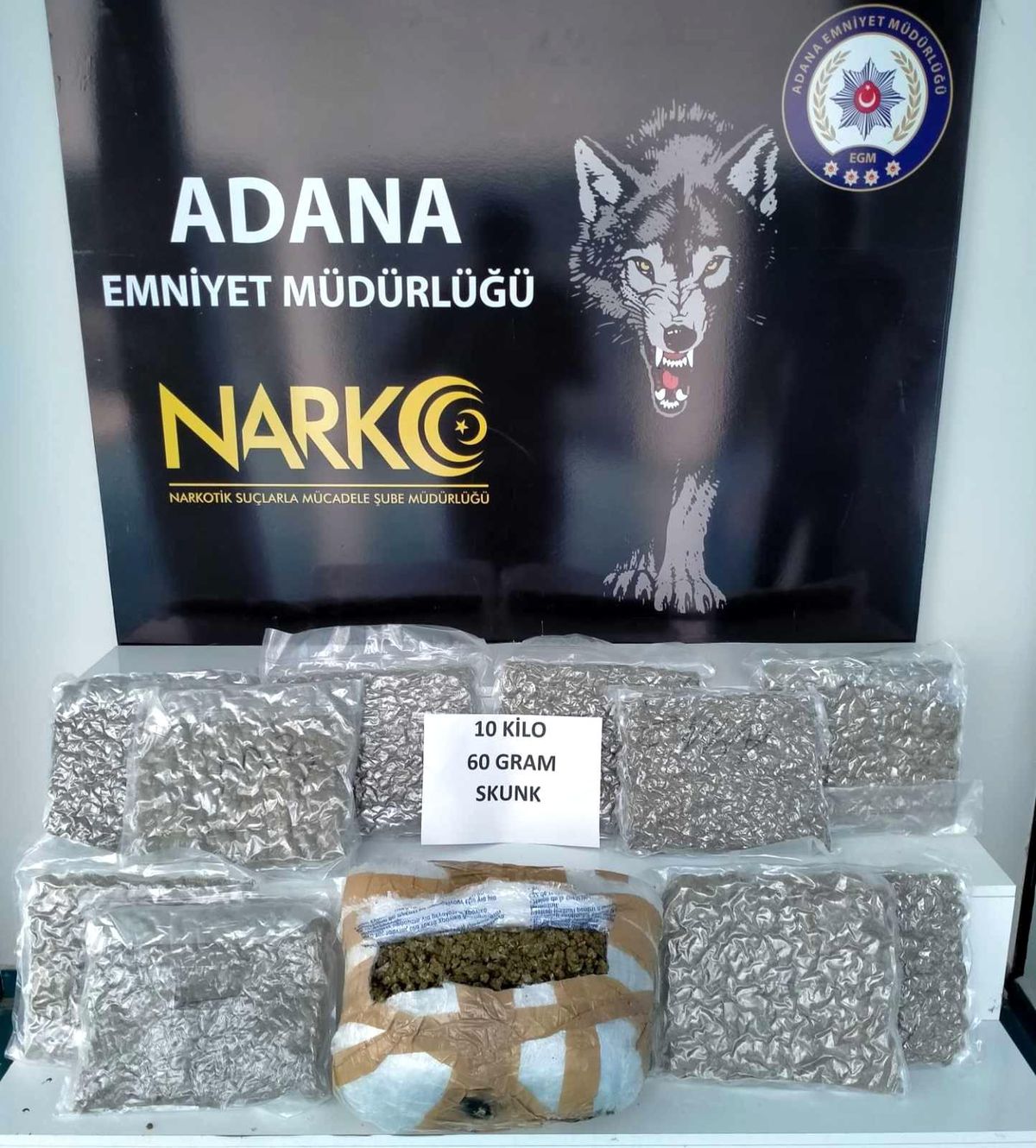 Adana\'da 10 kilo 60 gram skunk ele geçirildi