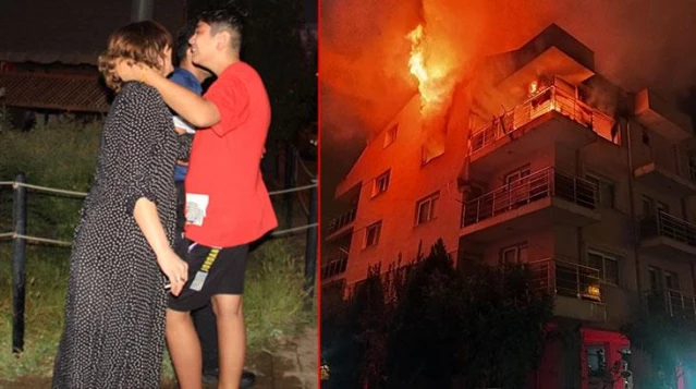 Bir olaya sinirlenen koca, binayı ateşe verdi! Çocukları korku içinde o anları izledi