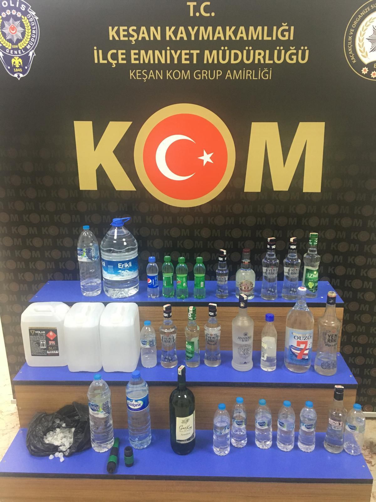 Keşan\'da sahte içki ele geçirildi, 1 şüpheli yakalandı