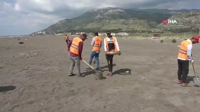 Samandağ sahilinde petrol temizliği 26 gündür sürüyor