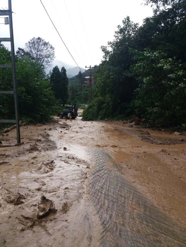 Artvin'in Hopa ve Kemalpaşa ilçelerinde sağanak hayatı olumsuz etkiledi