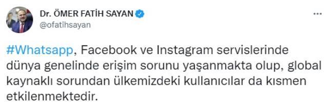 Instagram, Facebook ve WhatsApp'a neden girilemiyor? Bakanlık nedenini paylaştı