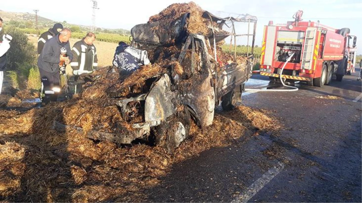 Kazada araçta sıkışan şahıs, samanların alev almasıyla yanarak can verdi