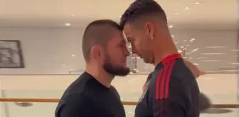 İki efsane burun buruna geldi! Khabib ile Ronaldo'nun o anlarına yağmur gibi beğeni yağdı