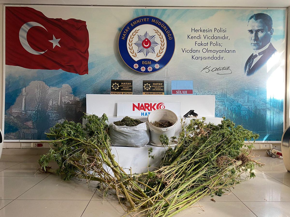 Hatay\'da bir evde 120 kök Hint keneviri ile 5 kilogram esrar ele geçirildi