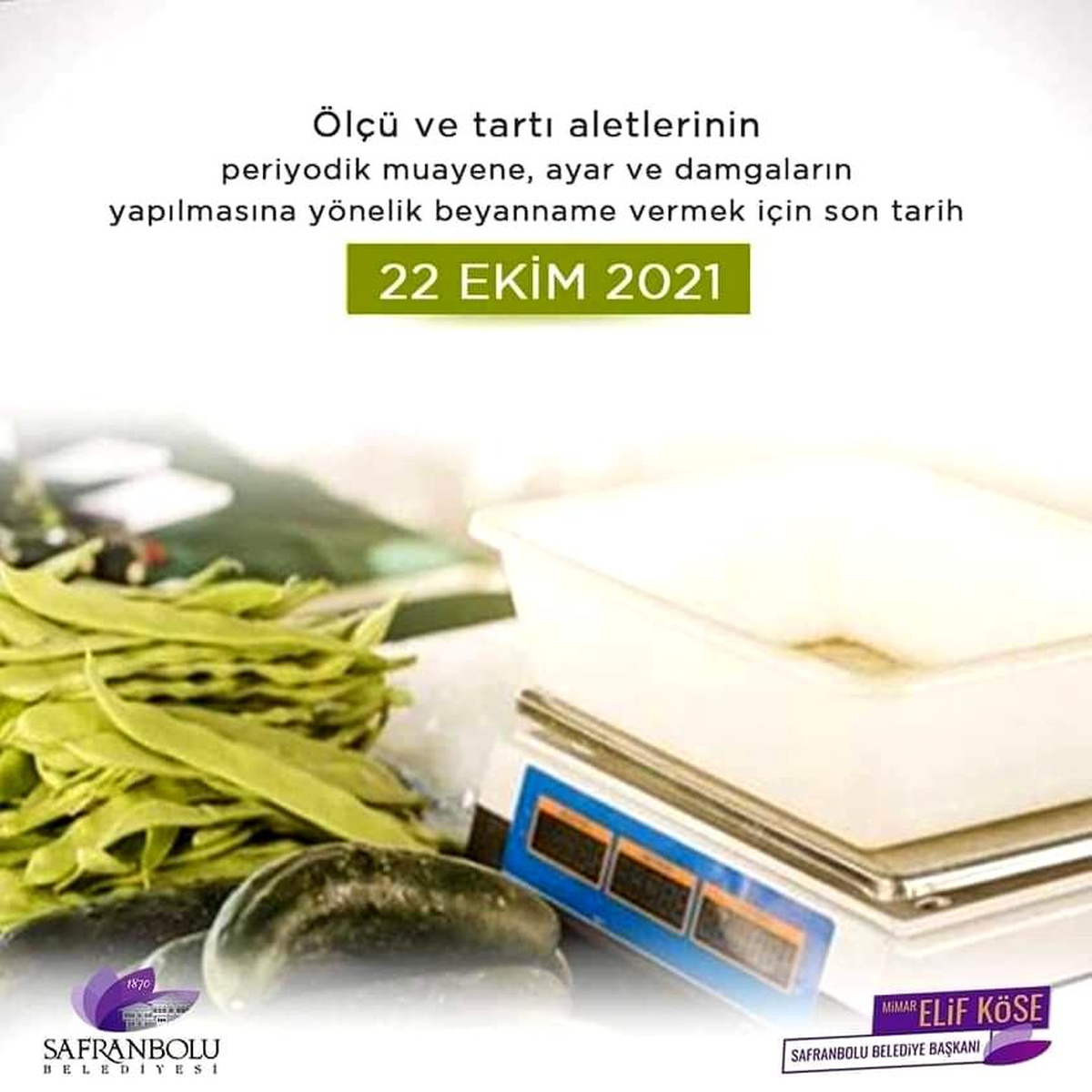 Ölçü ve tartı aletlerinde beyanname teslimi için son gün 22 Ekim