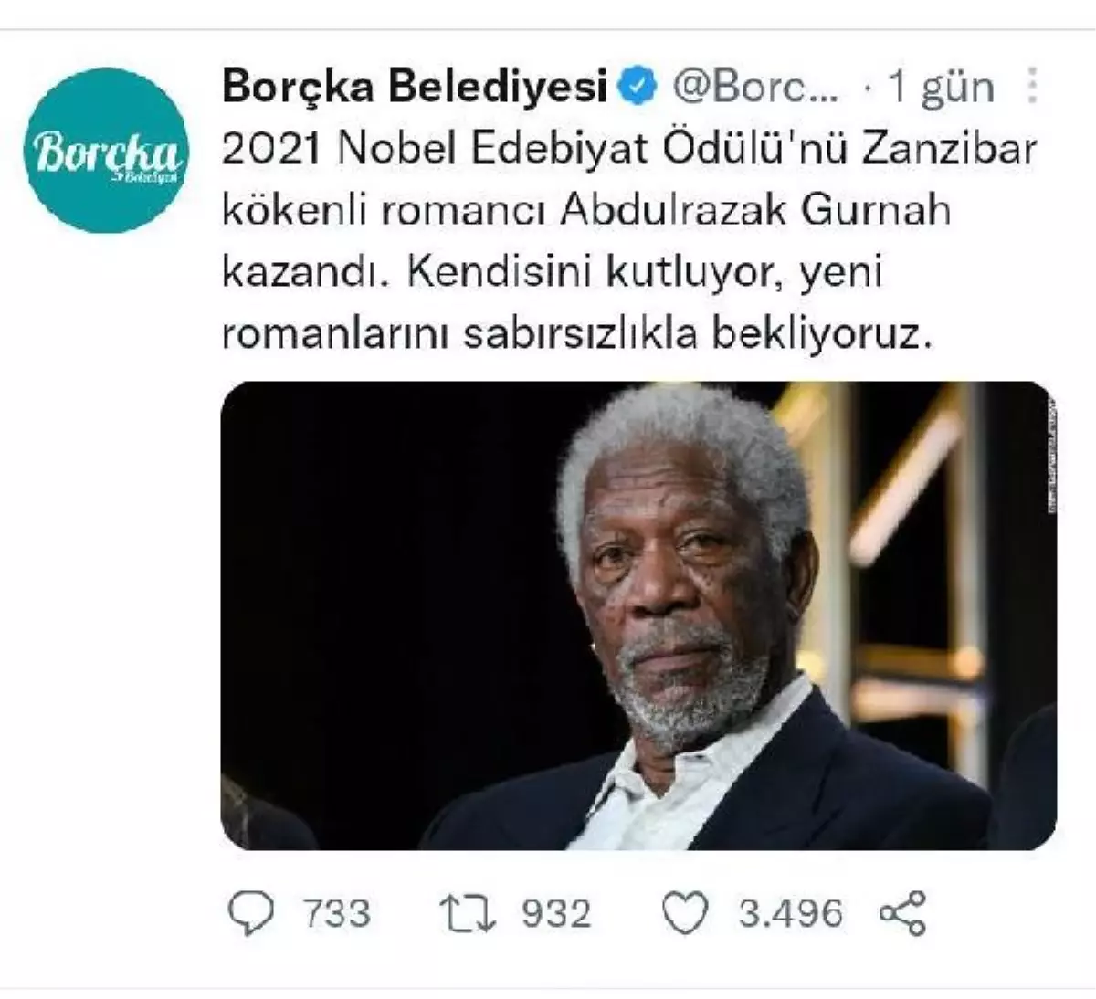 Borçka Belediye\'sinin \'Nobel Edebiyat Ödülü\' paylaşımı sosyal medyada gündem oldu