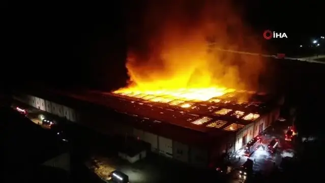 kayseri deki fabrika yangini havadan goruntulendi