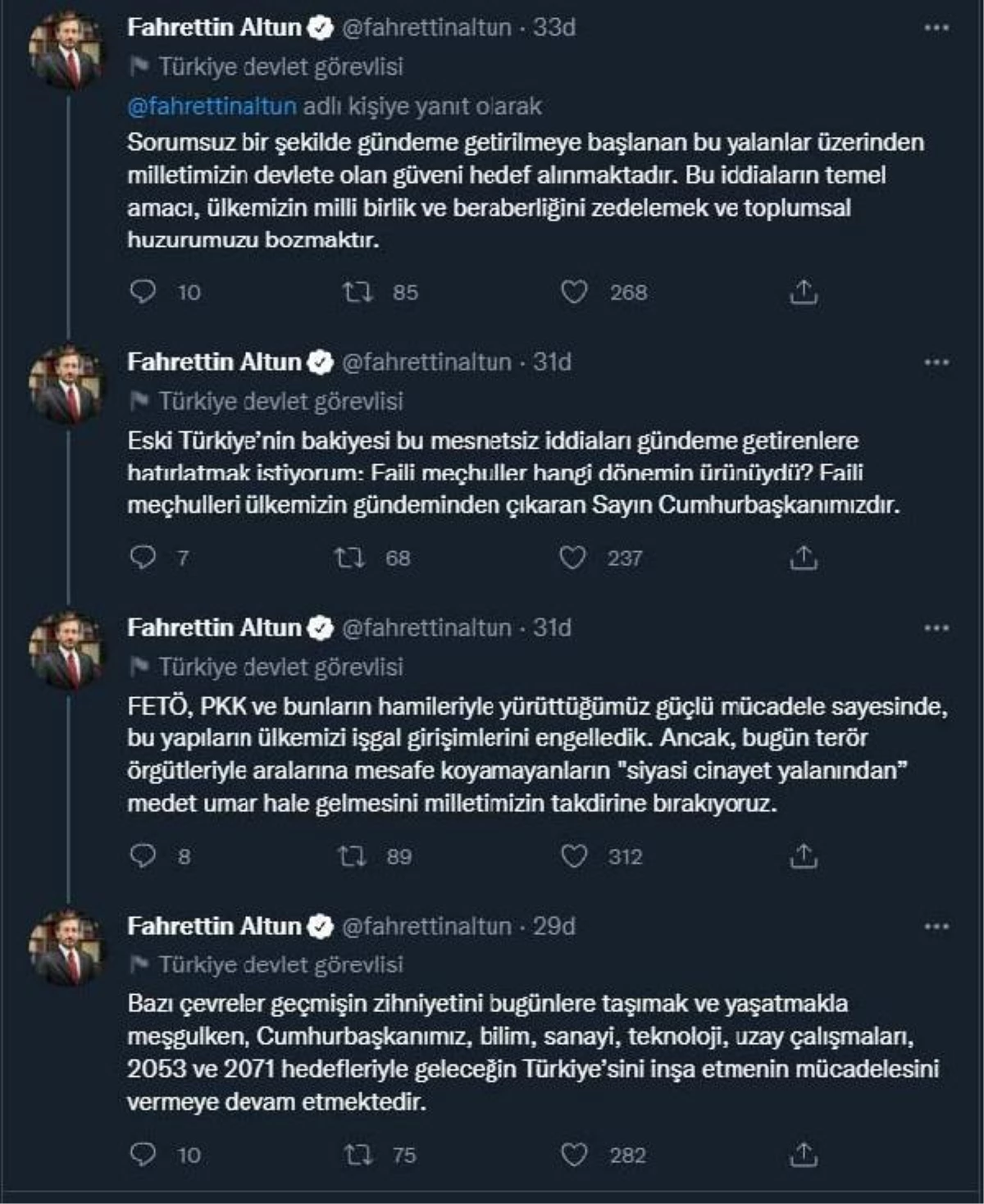 Cumhurbaşkanlığı İletişim Başkanı Altun\'dan "siyasi cinayetler işleneceği" iddiasına ilişkin açıklama Açıklaması