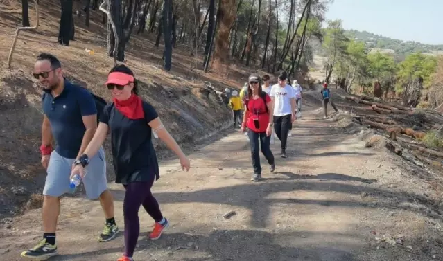 Osmaniye'de dağcılar orman yangınlarında zarar gören bölgede doğa yürüyüşü yaptı