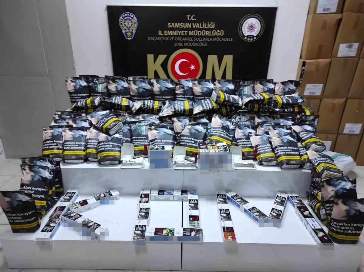 Samsun\'da 7 bin 600 adet kaçak makaron ve 93 kilo tütün ele geçti