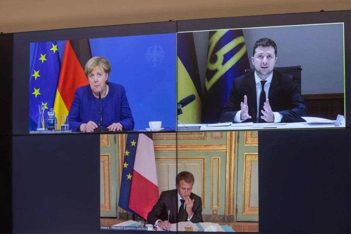 Ukrayna Devlet Başkanı Zelenskiy, Macron ve Merkel ile çevrim içi görüştü