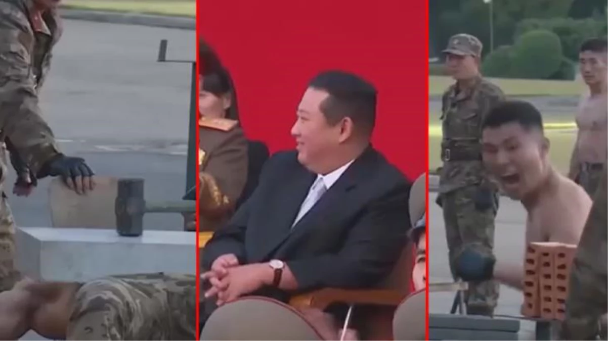 Kuzey Kore askerleri gövde gösterisi yaptı! Betonu yumruklayıp, cam ve bıçakların üstüne yattılar