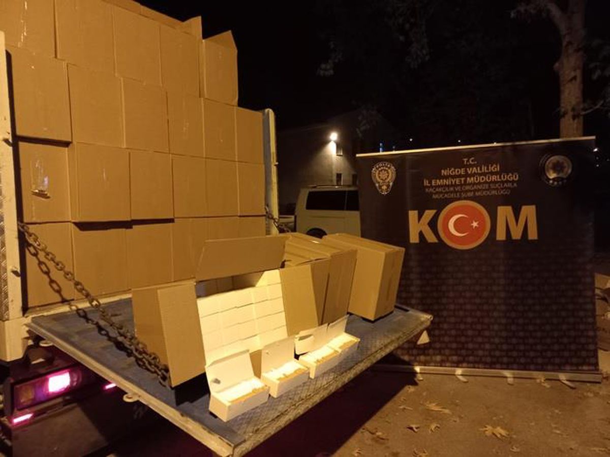 Niğde\'de 7 milyon 250 bin makaron ele geçirildi