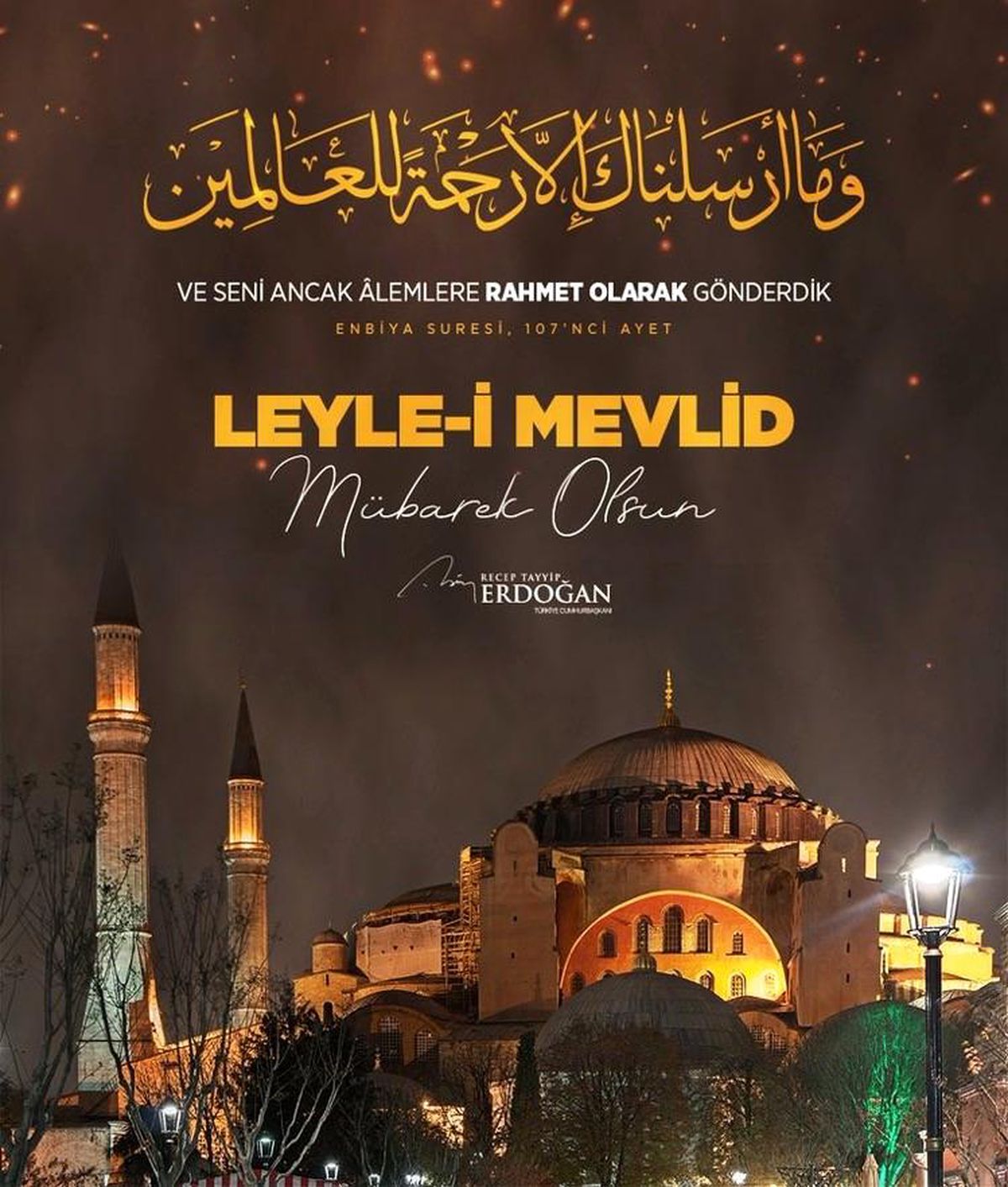 Cumhurbaşkanı Erdoğan\'dan Mevlid Kandili paylaşımı