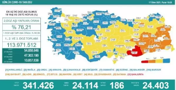 Son dakika haberleri... Koronavirüs salgınında günlük vaka sayısı 24 bin 114 oldu