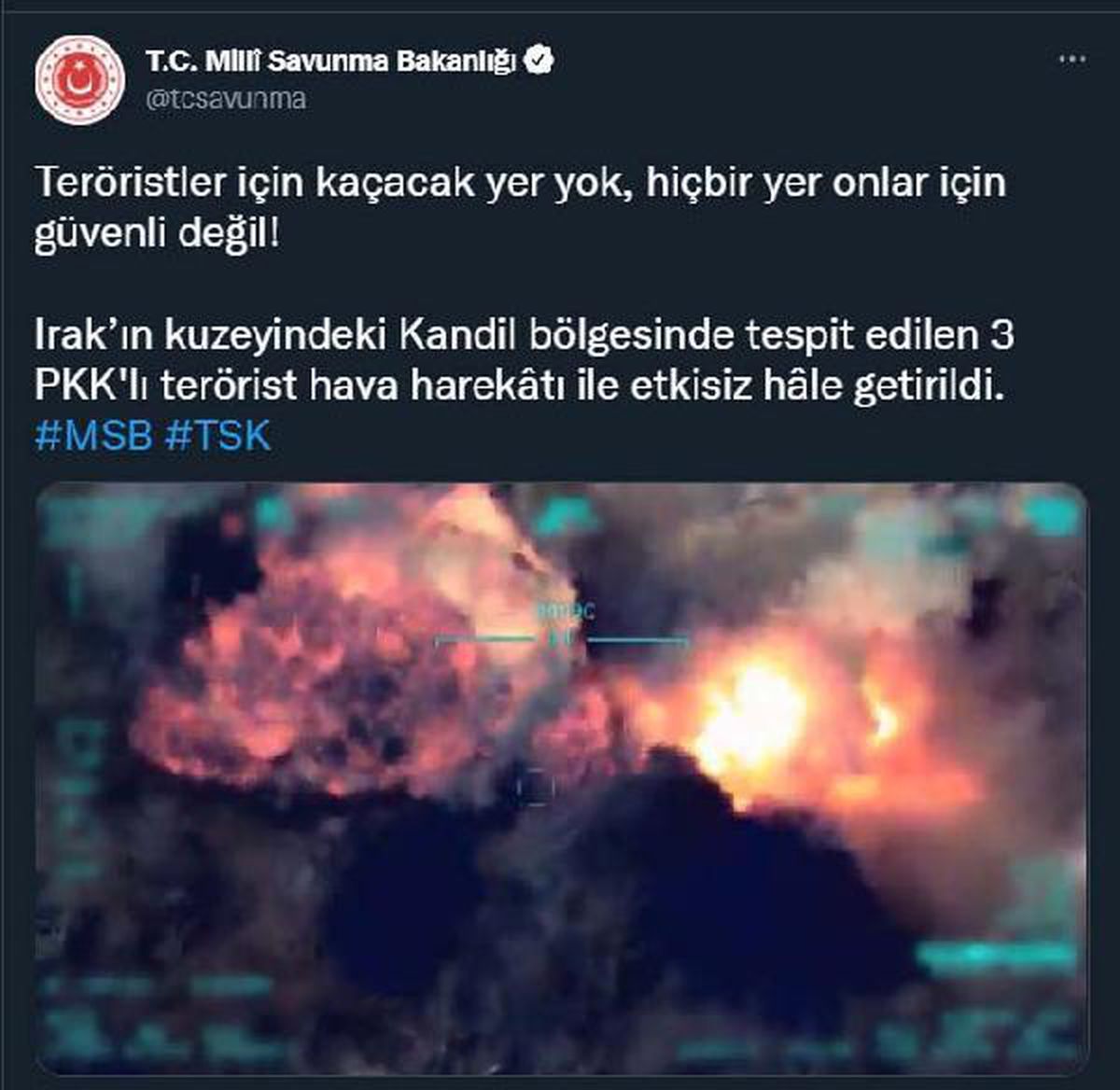 Irak\'ın kuzeyinde 3 PKK\'lı terörist etkisiz hale getirildi